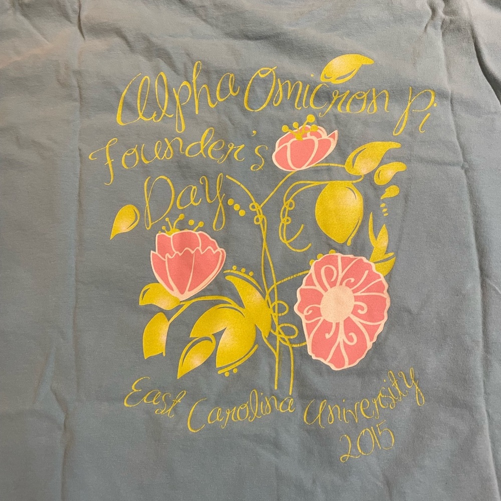 Alpha Omicron Pi AOII Founders Day Comfort Colors T-Shirt XL East Carolina